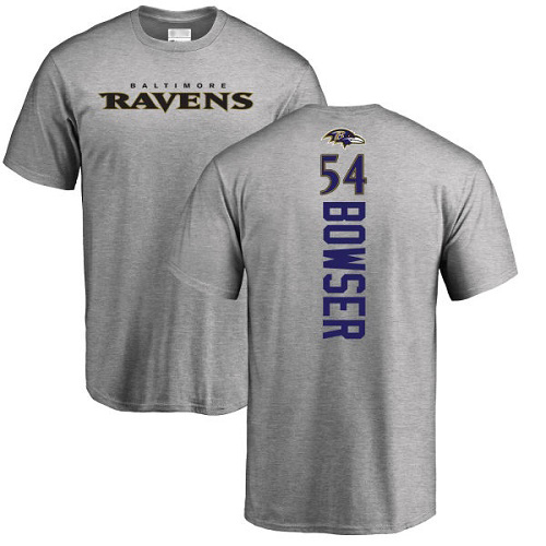 Men Baltimore Ravens Ash Tyus Bowser Backer NFL Football #54 T Shirt